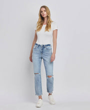 Load image into Gallery viewer, Stone Cold HIGH RISE DISTRESSED STRAIGHT JEANS
