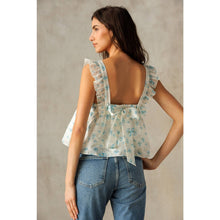 Load image into Gallery viewer, Sweet Blue Buttercups Boho Crop Top
