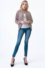 Load image into Gallery viewer, Mocha Latte Lightweight Striped Scoop Long Sleeve Cardigan
