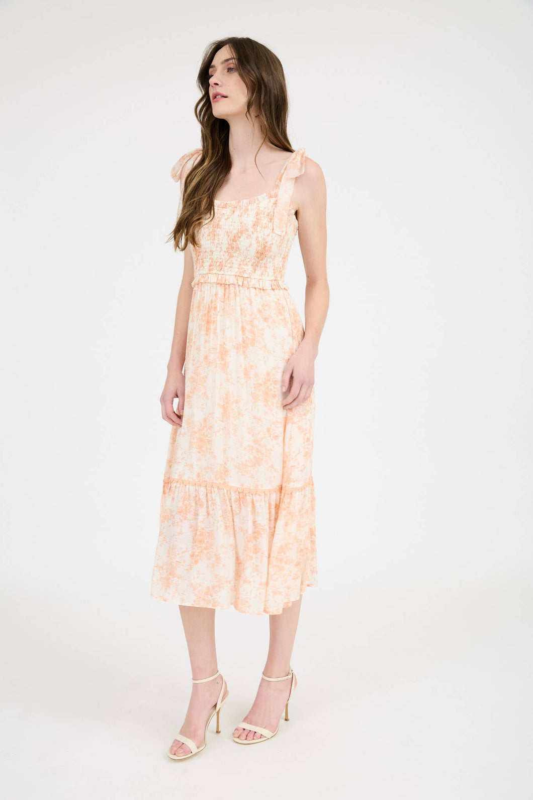 Peach Porcelain Midi Dress