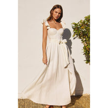 Load image into Gallery viewer, Heaven Sent Linen Blend Corset Flutter Dress
