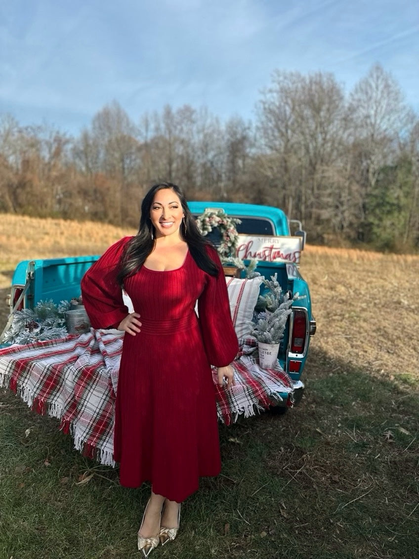 Cranberry Bliss Midi Sweater Dress (Curvy Collection)