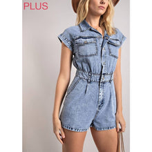 Load image into Gallery viewer, Country Days Denim Romper (sizes 10-14)
