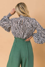 Load image into Gallery viewer, Zebra Happy Mock Neck Blouse
