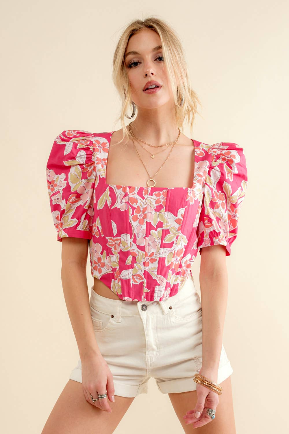 Pink Tropics Bustier Top