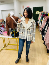 Load image into Gallery viewer, Moto Baby Oversized Plaid Jacket
