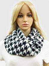 Load image into Gallery viewer, Houndstooth Faux Fur Infinity Neck Scarf
