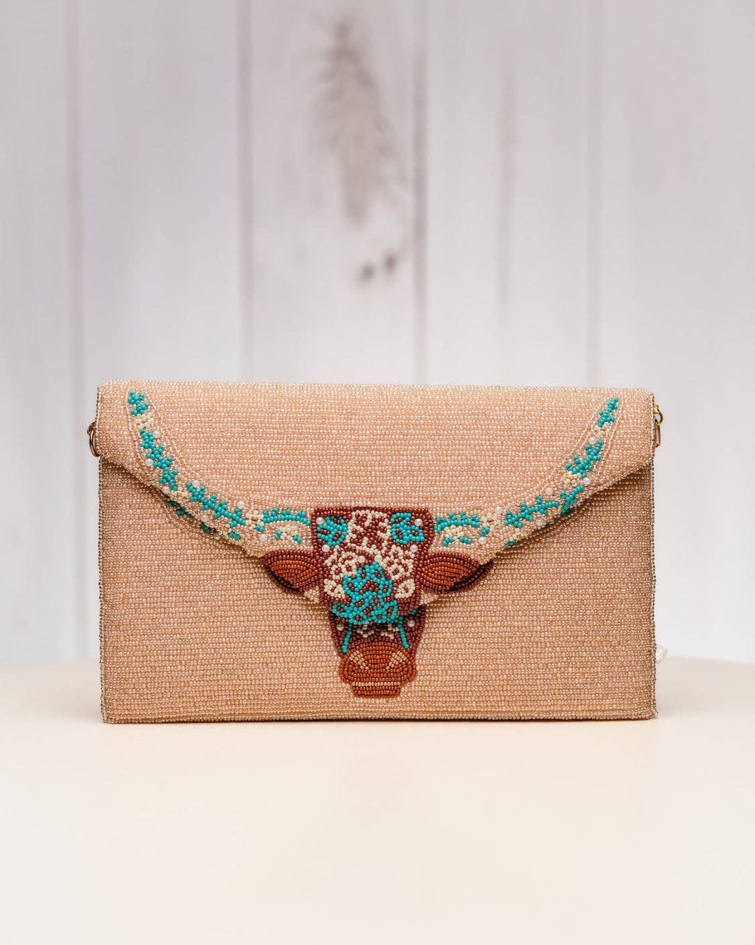 Longhorn Nude Clutch Bag