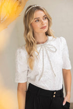 Load image into Gallery viewer, Get Frosted Winter Wonderland Bow Detail Jacquard Top
