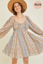 Load image into Gallery viewer, Sweet Smocked Printed Peasant Dress (Curvy Collection)
