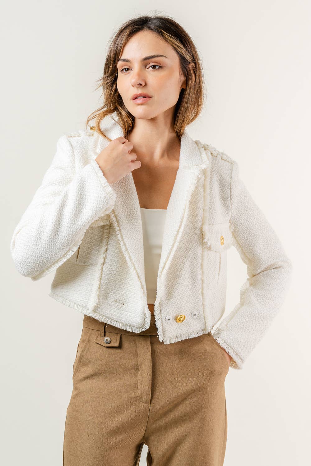 The Glow Up Moto Chic Tweed Blazer Jacket