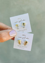 Load image into Gallery viewer, Wear Good Vibes Gold Dip Point Aura Quartz Earrings
