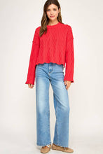 Load image into Gallery viewer, Holly Jolly Holiday Season Cable Knit Crop Sweater
