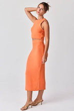 Load image into Gallery viewer, Orange Crush Crop Knit Top &amp; Maxi Skirt Set
