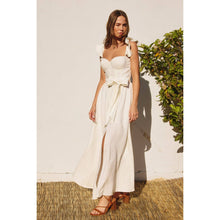 Load image into Gallery viewer, Heaven Sent Linen Blend Corset Flutter Dress
