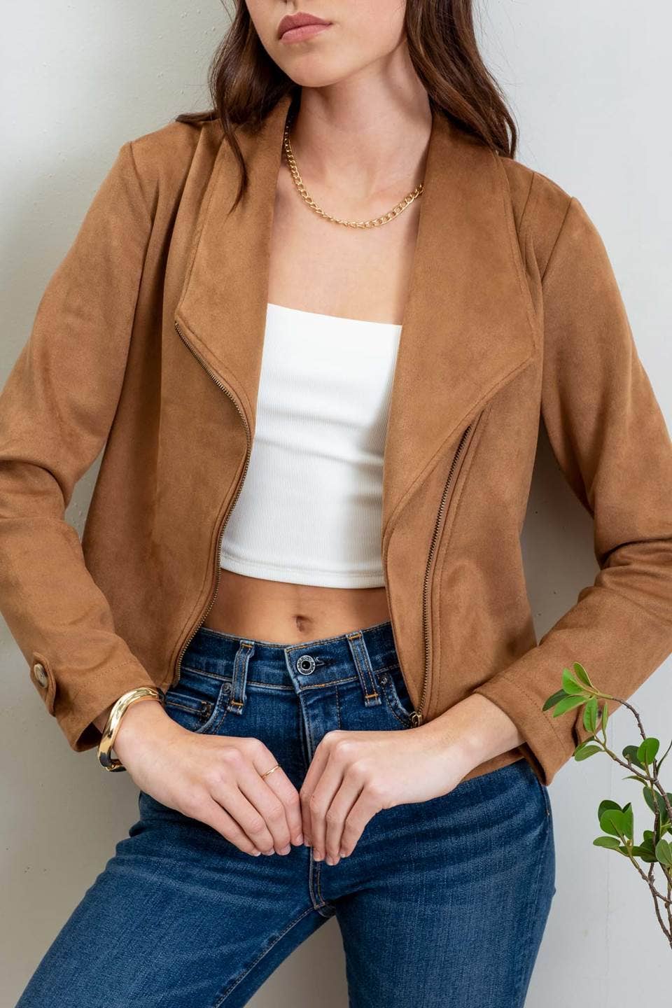 Foxy Rebel Faux Suede Moto Jacket (Black or Camel)