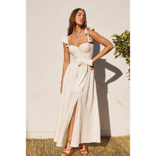 Load image into Gallery viewer, Heaven Sent Linen Blend Corset Flutter Dress
