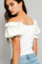 Load image into Gallery viewer, Lace Frills Puff Sleeve Bodysuit
