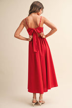 Load image into Gallery viewer, Scarlet Soirée Linen Tie-back Midi Dress
