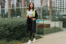 Load image into Gallery viewer, Be Bold Neon Green Contrast Hooded Trench Coat
