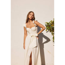 Load image into Gallery viewer, Heaven Sent Linen Blend Corset Flutter Dress
