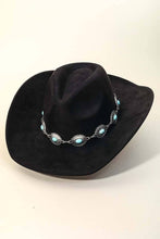 Load image into Gallery viewer, Gone Country Turquoise Oval Stone Strap Cowboy Hat (black or taupe)
