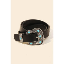 Load image into Gallery viewer, Wild Wild West Turquoise Stud Buckle Faux Leather Belt
