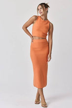 Load image into Gallery viewer, Orange Crush Crop Knit Top &amp; Maxi Skirt Set
