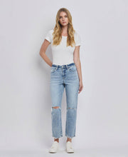 Load image into Gallery viewer, Stone Cold HIGH RISE DISTRESSED STRAIGHT JEANS
