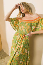 Load image into Gallery viewer, Green Gardens Faux Wrap Dress
