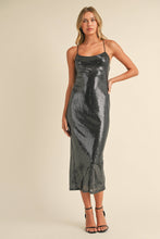 Load image into Gallery viewer, Mirror Mirror Metallic Sequin Strappy Back Dress
