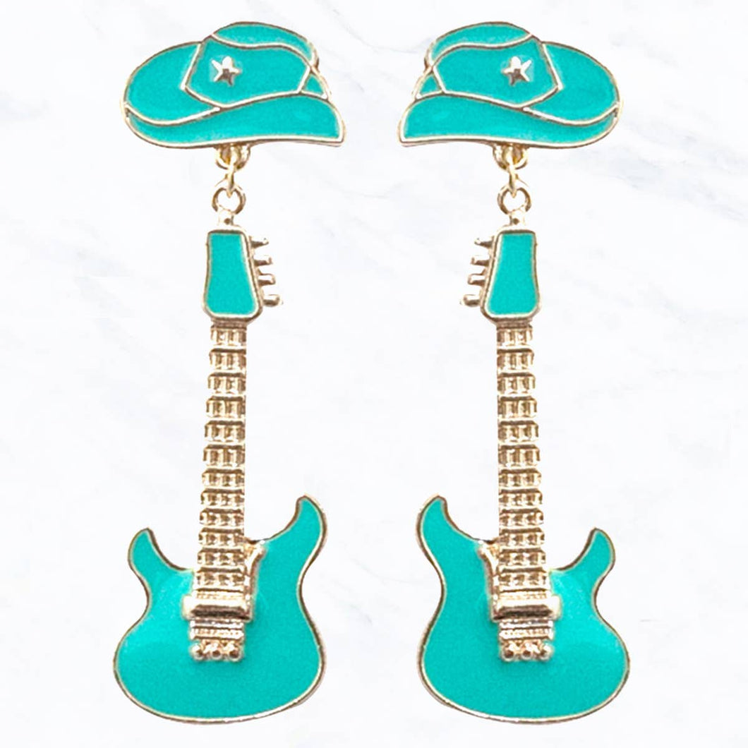 Gone County Hat & Guitar Drop Earrings (3 colors)