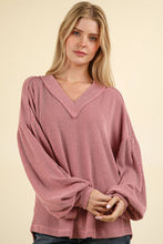 Load image into Gallery viewer, Easy Peezy Two Tone Ribbed V-Neck Oversized Knit Top (3 colors)
