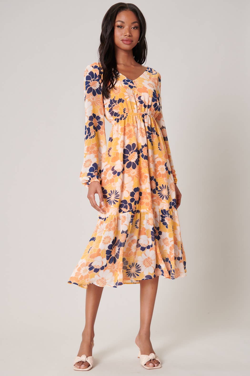 Flower Child Midi Mod Ruffle Dress