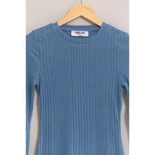 Load image into Gallery viewer, Steel Blue Brushed Ribbed Long Sleeve Top
