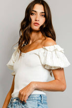 Load image into Gallery viewer, Lace Frills Puff Sleeve Bodysuit
