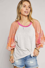 Load image into Gallery viewer, Posies Patchwork Mixed Media Raglan Top
