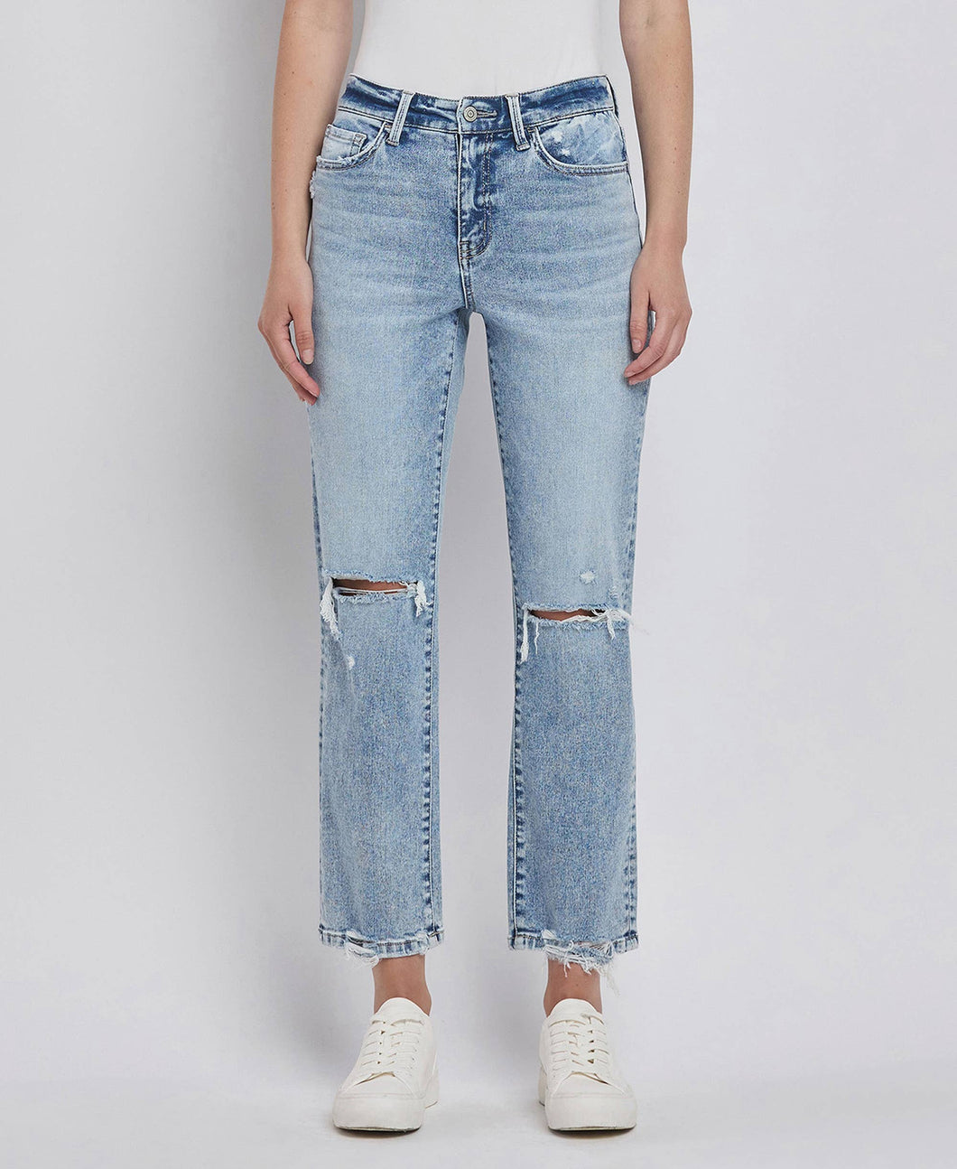 Stone Cold HIGH RISE DISTRESSED STRAIGHT JEANS