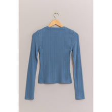 Load image into Gallery viewer, Steel Blue Brushed Ribbed Long Sleeve Top
