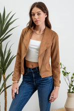 Load image into Gallery viewer, Foxy Rebel Faux Suede Moto Jacket (Black or Camel)
