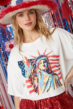 Load image into Gallery viewer, Rhinestone Statue of Liberty Oversized Crop T-Shirt (Curvy Collection)
