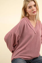 Load image into Gallery viewer, Easy Peezy Two Tone Ribbed V-Neck Oversized Knit Top (3 colors)
