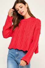 Load image into Gallery viewer, Holly Jolly Holiday Season Cable Knit Crop Sweater
