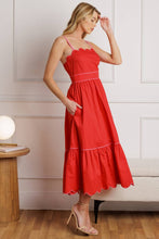 Load image into Gallery viewer, Watermelon Sugar Scalloped Poplin Midi Dress
