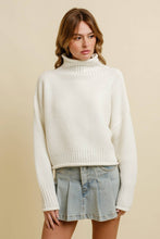 Load image into Gallery viewer, Winter White Chunky Cream Turtleneck Sweater
