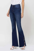 Load image into Gallery viewer, Rolling in the Blues High Rise Side Slit Flare Jean
