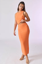 Load image into Gallery viewer, Orange Crush Crop Knit Top &amp; Maxi Skirt Set
