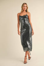 Load image into Gallery viewer, Mirror Mirror Metallic Sequin Strappy Back Dress
