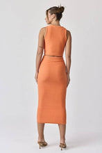 Load image into Gallery viewer, Orange Crush Crop Knit Top &amp; Maxi Skirt Set
