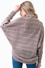 Load image into Gallery viewer, Mocha Latte Lightweight Striped Scoop Long Sleeve Cardigan
